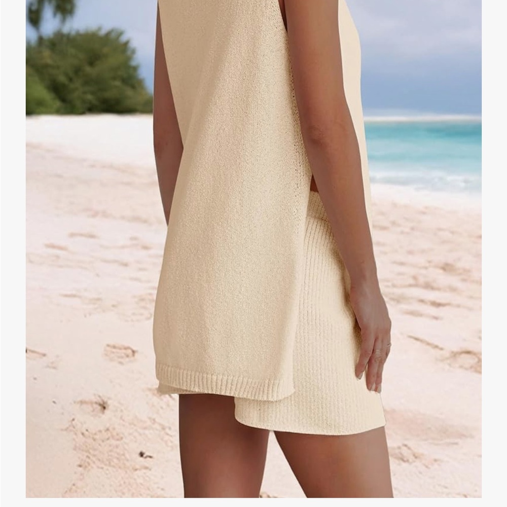 Women's Tangerine Knit 2pc Shorts set - Lightweight Summer Staple - Picture 13 of 14